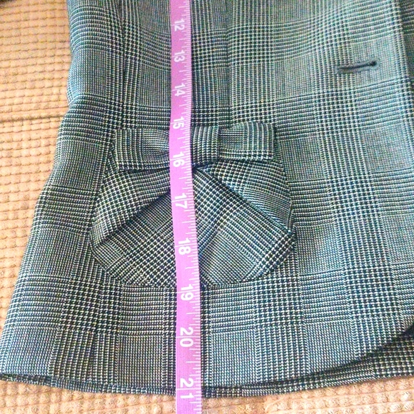 Ann Taylor 2 Piece Skirt Suit Gray Plaid Petite Business Attire Black White Wool - Picture 7 of 15